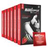Презервативы Manforce Xotic со вкусом клубники, Extra Dotted, для мужчин | Точечные для стимуляции ее | Смазанные латексные презервативы | 10 шт. x Упаковка из 6 шт.