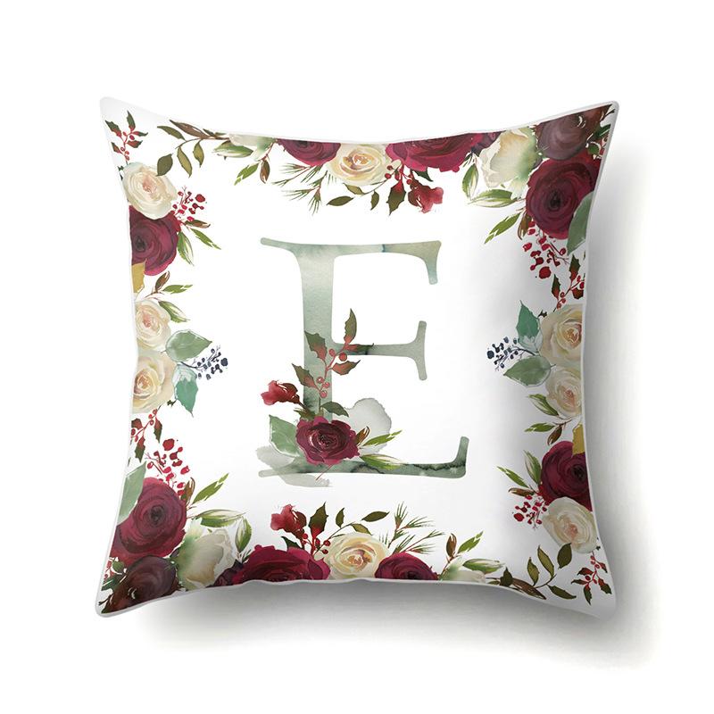 Полиэстеровая наволочка Американский Ретро Цветок Растение 26 Английских Букв Наволочка для Подушки Автомобильная Наволочка