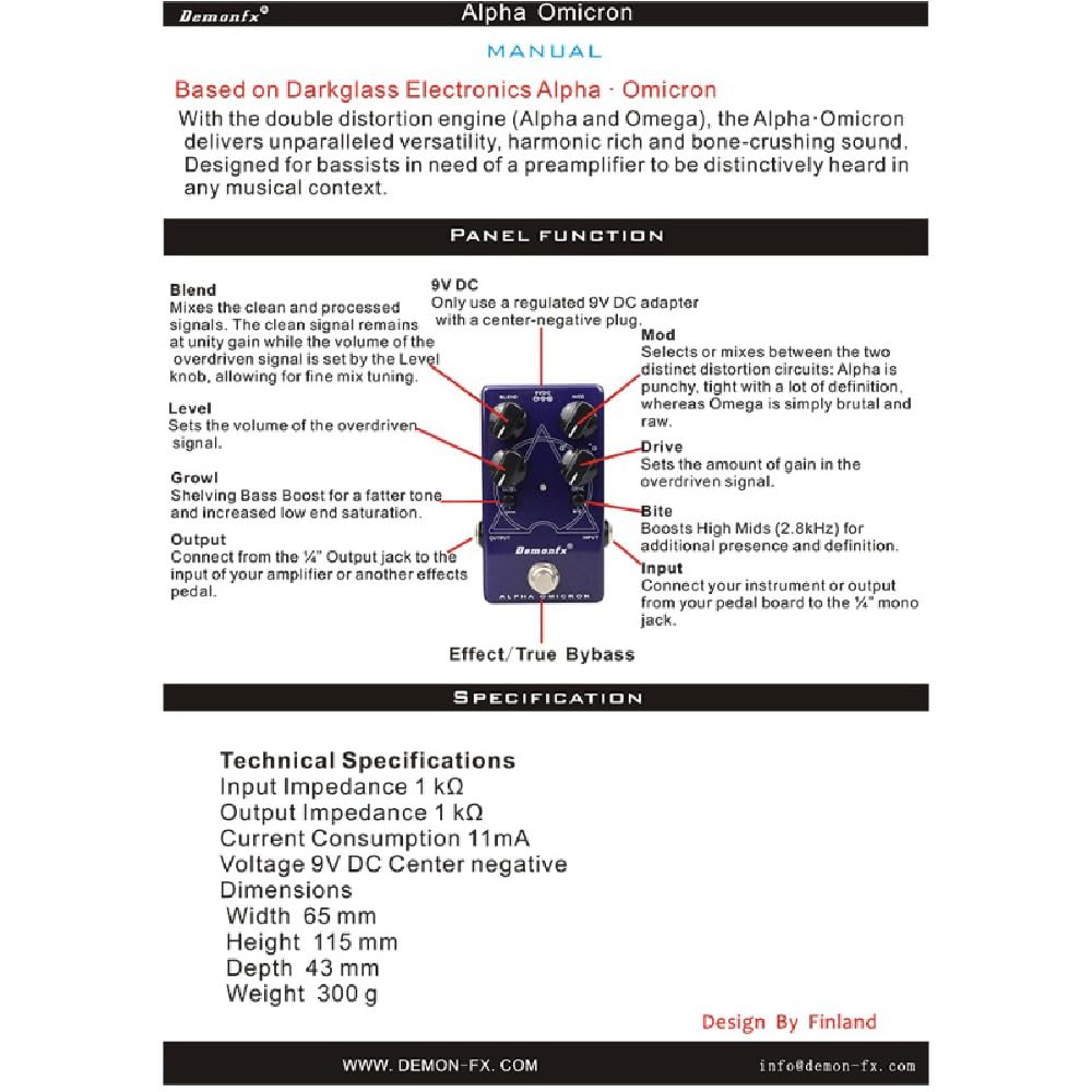 Demonfx Alpha Omicron/Darkglass Electronics Alpha Omicron Clone Bass Distortion Effector