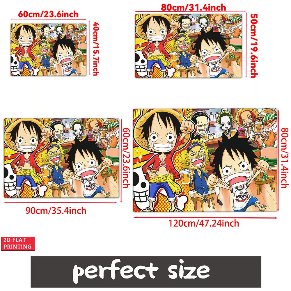 Chibi Anime Pirate Crew Doormat, Cute Cartoon Non-slip Floor Mat, Decorative Entrance Rug for Home Living Room Bedroom