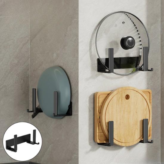 1/2/3/4 шт. Компактная настенная стойка для хранения кастрюль и кухонных принадлежностей с крючком