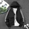 Men’s Autumn Hooded Top: Trendy Loose-Fit Three-Stripe Sports Jacket