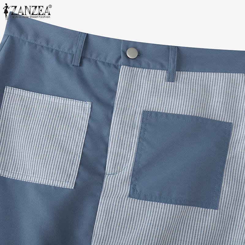 ZANZEA Женские повседневные миди-юбки в полоску пэчворк