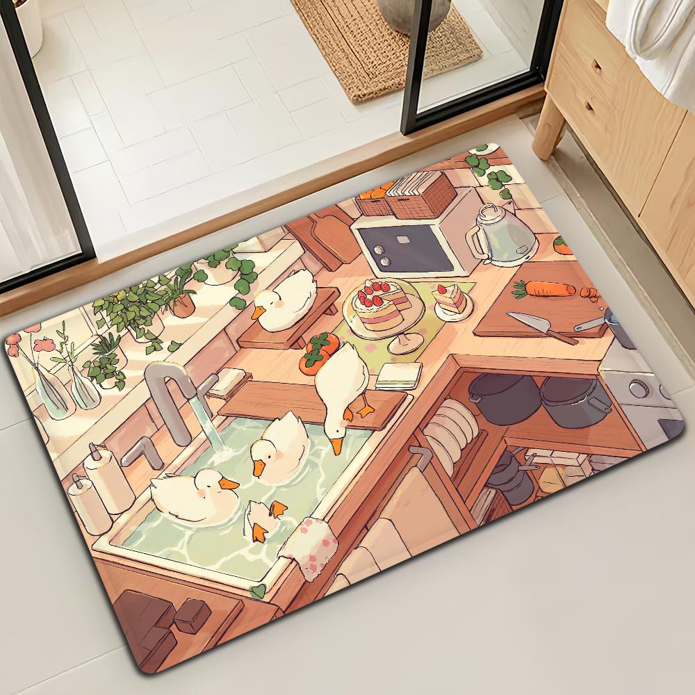 Fish Cat Cute Kawaii Door Mat Bath Microfiber Decorative Versatile Flannel Floor Mat Quick Dry Absorbent Non-slip Sole