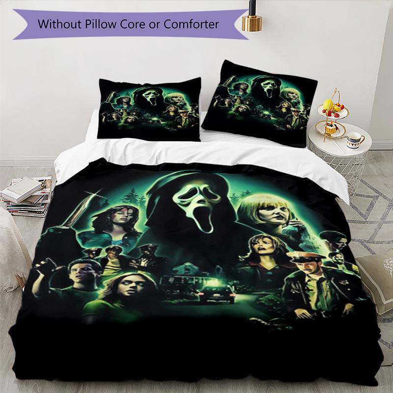 3pcs Halloween horror Bedding Set Duvet Cover Closure Includes 1 Duvet Cover & 2 Pillowcases, Soft and Comfortable for All Seasons.