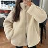 Winter Women's Wool Fluffy Lapels Jacket Fashion Double Zip Solid Color Long Sleeve Female Autumn Pockets Lady Jackets