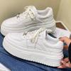 Leather Little White Shoes Women's Shoes Spring New Versatile Thick-soled Heightening Board Shoes Ins Trendy Casual Sports Shoes