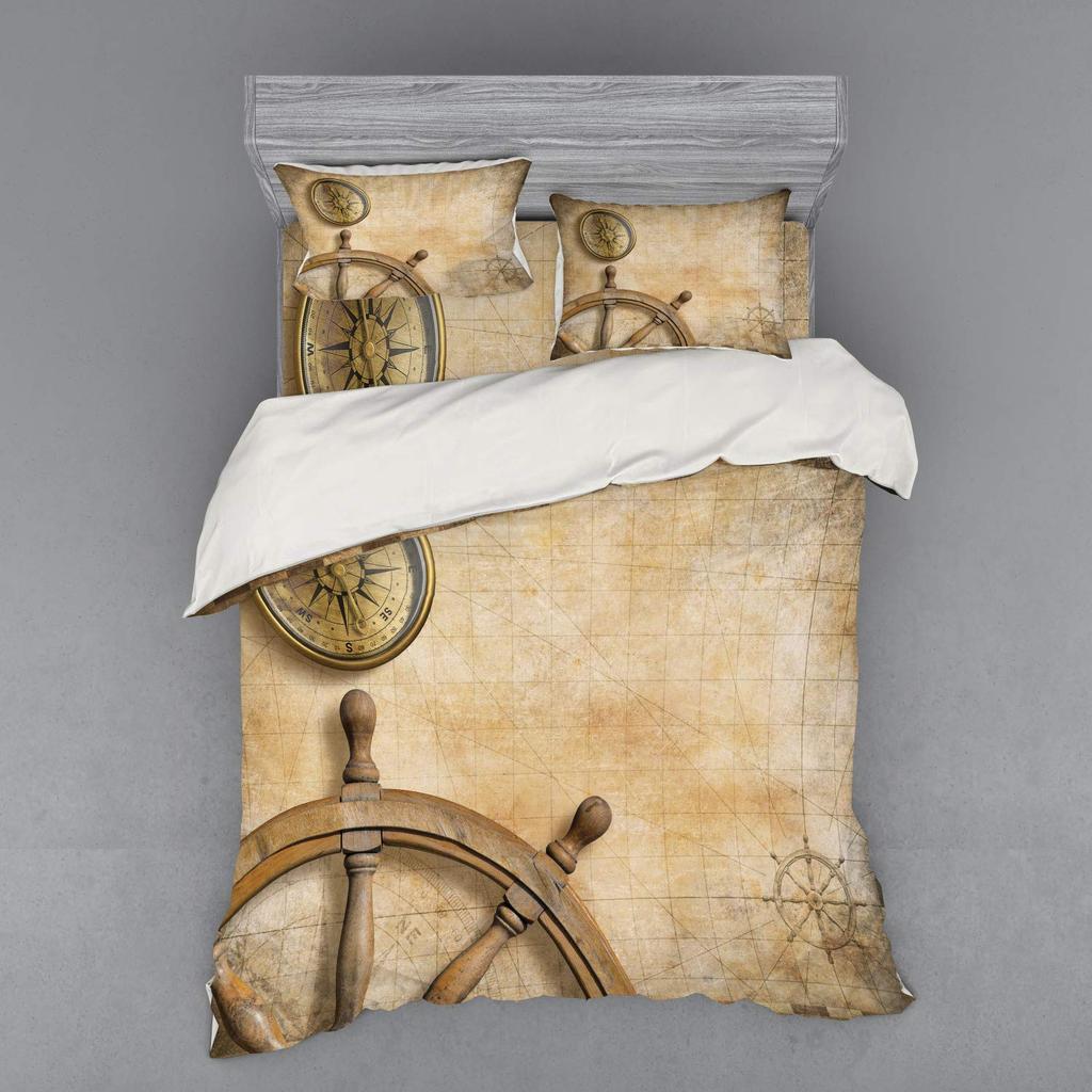 Пододеяльник с рулем для взрослых, размер Queen, легкий, для спальни, 2 наволочки, 1 пододеяльник, без одеяла