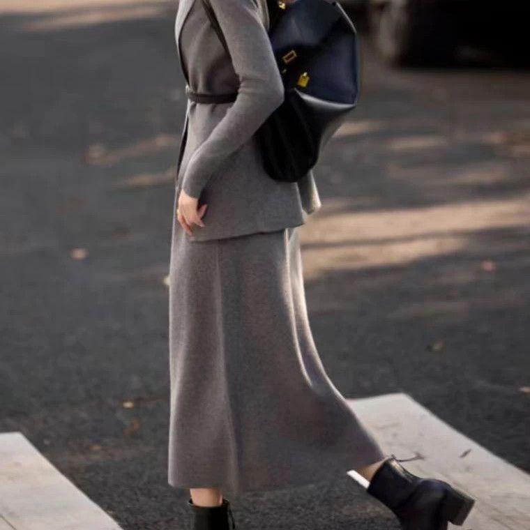 Ji Duo Yan 1248: 2025 Autumn/Winter Women's Solid Color Intellectual Commute Set Dress