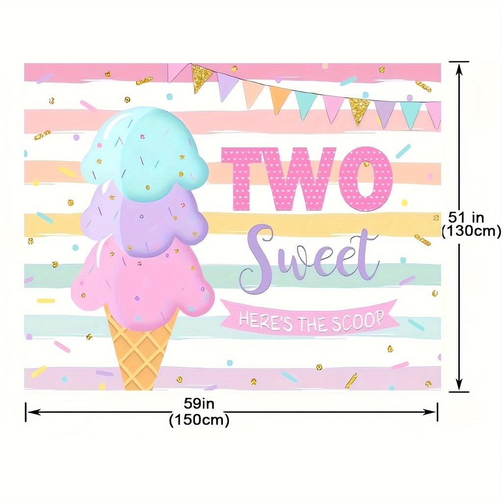 1 person, photography background, Ice cream photography studio background Two Sweet Princess birthdays are exclusive banners
