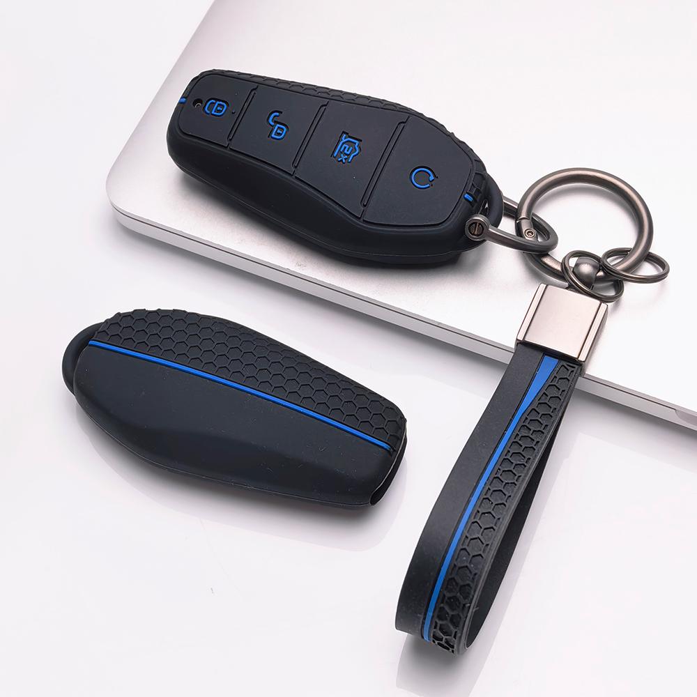 Чехол для брелока для BYD Han Dolphin Seal с брелоком, устойчивая к царапинам поверхность, ударопрочная конструкция, мягкая текстура для удобного захвата, простой в установке дизайн