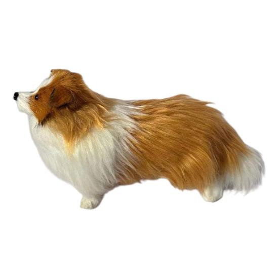 Simulated Plush Sheepdog Model Lifelike Mini Dog Toy Stuffed Animal Doll Home Office Desktop Decoration Ornament