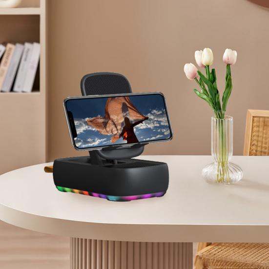 Подставка для сотового телефона с Bluetooth-совместимым динамиком, светодиодной подсветкой, складная вращающаяся настольная подставка, беспроводной динамик с картой памяти TF для планшетов Samsung