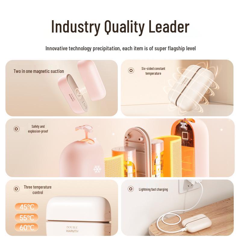 Двойной магнитный сертифицированный грелка для рук 2025: Мини-портативный, ручной, взрывозащищенный, два в одном подогреватель для ребенка