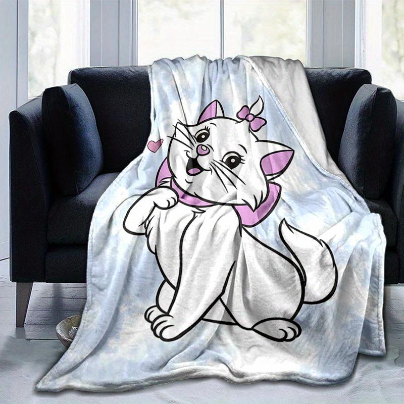1PC Cute Cartoon Marie Cat Design Blanket, Seasonal Universal, Home Decoration, Throw Blanket, Soft Flannel Throw Blanket, Versatile & Cozy for Bedroo
