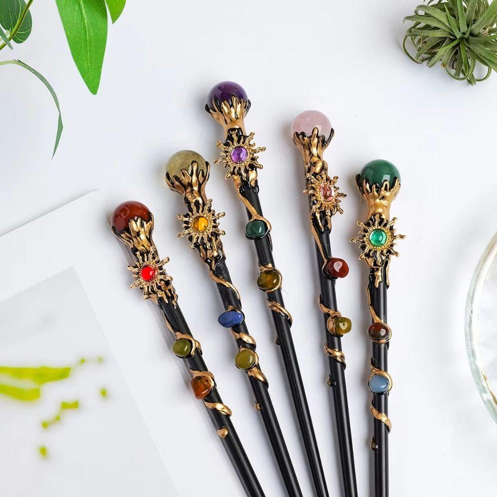 DIY Handmade Crystal Magic Wand Halloween Prop Magic Scepter Creative Fairy Stick Women Girls