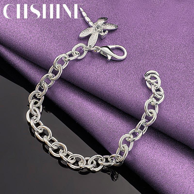CHSHINE 925 Sterling Silver Dragonfly Chain Bracelet For Women Wedding Party Fashion Charm Jewelry