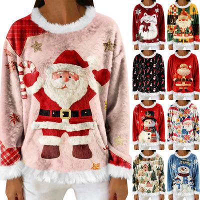 Женский повседневный флисовый свитшот с длинными рукавами и круглым вырезом, удобный, свободного кроя, легкий, фланелевый свитшот для женщин