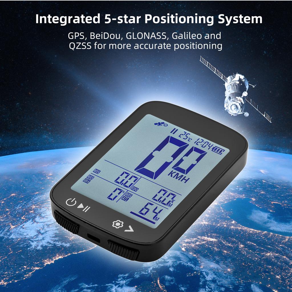 GPS Bike Computer Wireless Bike Speedometer High Clear Display 5 Star Positioning GPS BeiDou