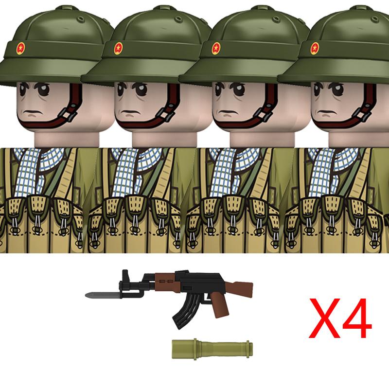 Нетоксичные Moc Вторая мировая война Война во Вьетнаме Военные Солдаты Строительные Блоки Вьетнамская Американская Армия Шлемы Пехоты Оружие Кирпичики Игрушки Дети