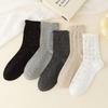 Polka Dot Socks for Women's Autumn and Winter Mid-calf Socks, Fresh Black Fungus Edge Pile Socks, Lace Versatile Socks