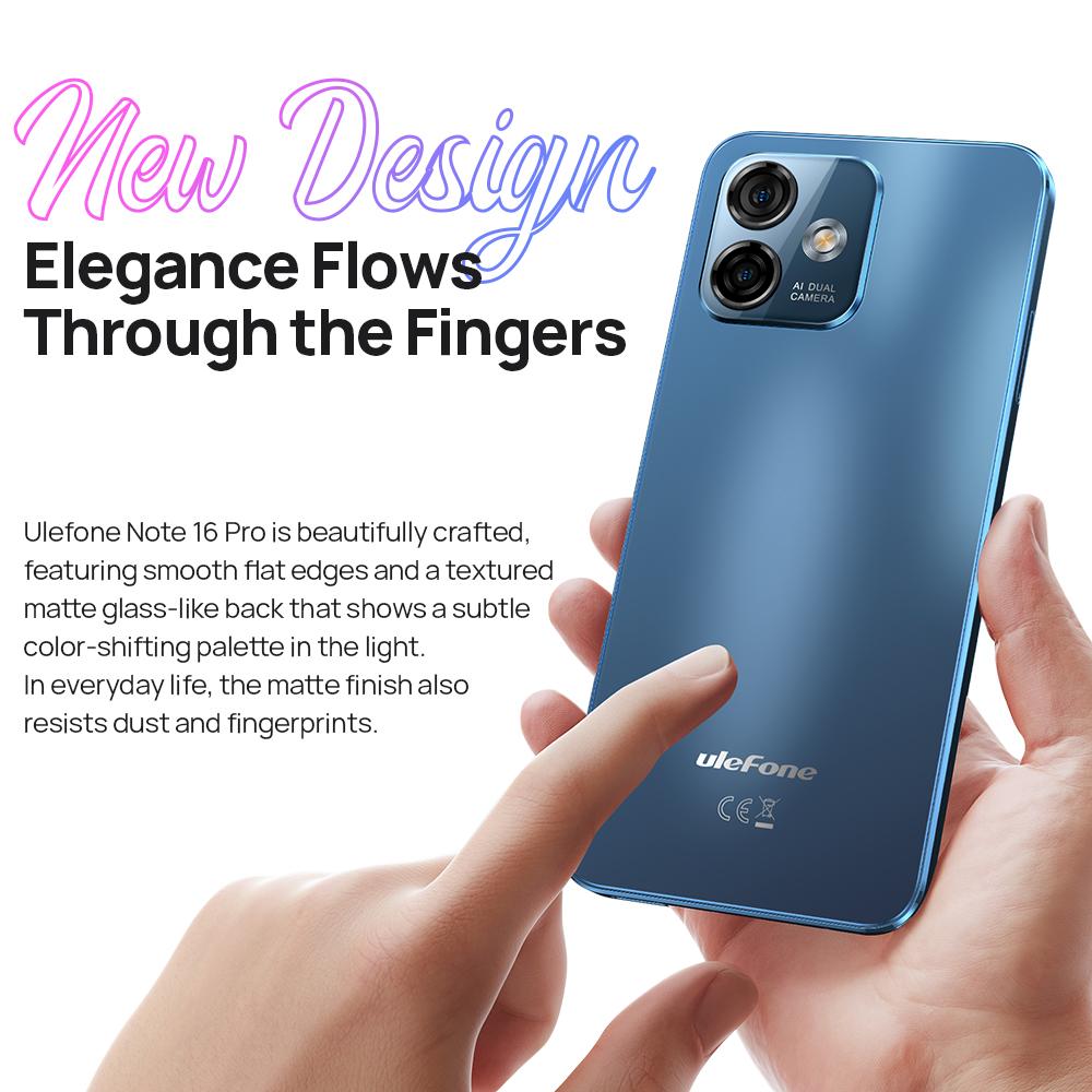Ulefone Смартфон Note 16 Pro, 512 ГБ ПЗУ/128 ГБ ПЗУ/256 ГБ ПЗУ, Android 13, глобальная версия, телефон, 50 МП, 6,52 дюйма, 4400 мАч, GPS, 4G, сотовая связь