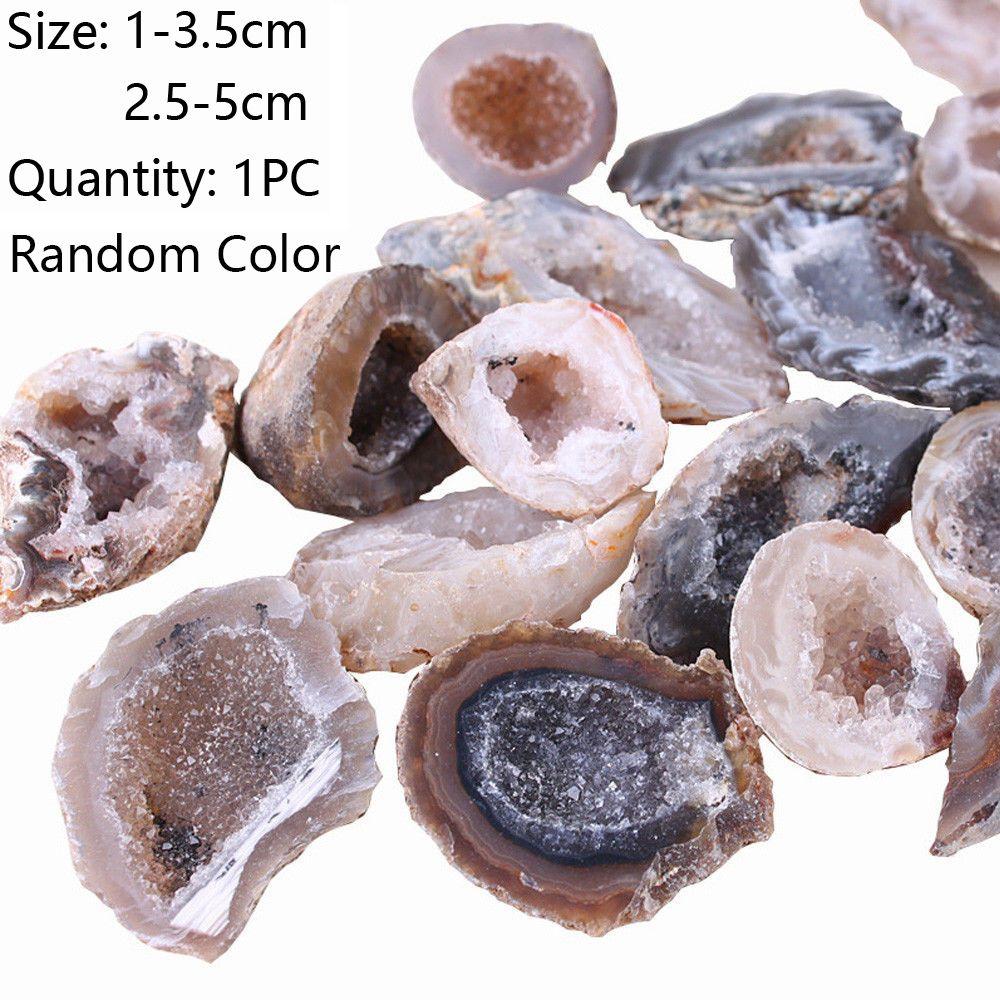 1 PC Irregular Shape Collectible Specimen Raw Gemstone Healing Stones Crystal Cluster Natural Agate Geodes Drusy Quartz Slice