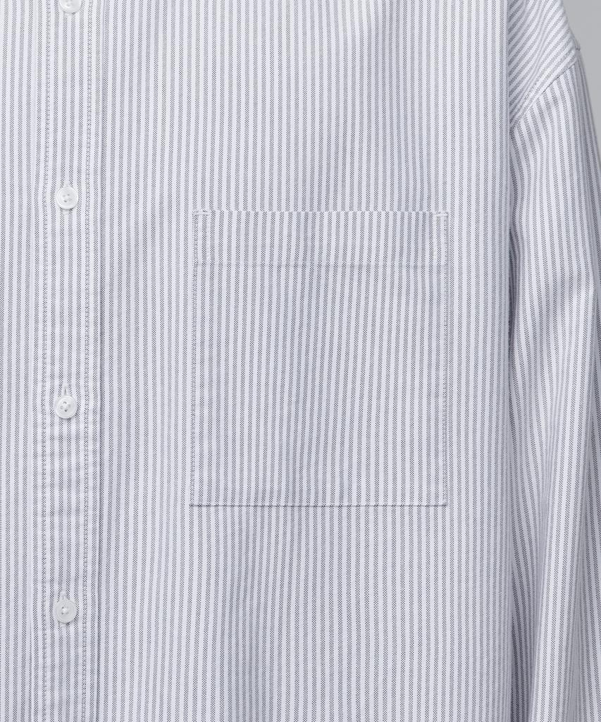 MUSINSA STANDARD Striped Oversized Oxford Shirt [Grey Stripe]
