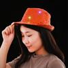 New Fashion Light Up Flashing Panama Cap Jazz Hat Sequin Led Fedora Trilby