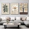 Abstract White Flower Canvas Painting Poster Green Leaves Wall Art Print Decorative Picture Modern Living Room Home Decor Unframed
