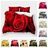 Flower Bedding Set, Women's and Girls' Plant Pattern Down Duvet Covers, Pillowcases 2/3pcs, King Queen Bed 3D Printed Cover Set
