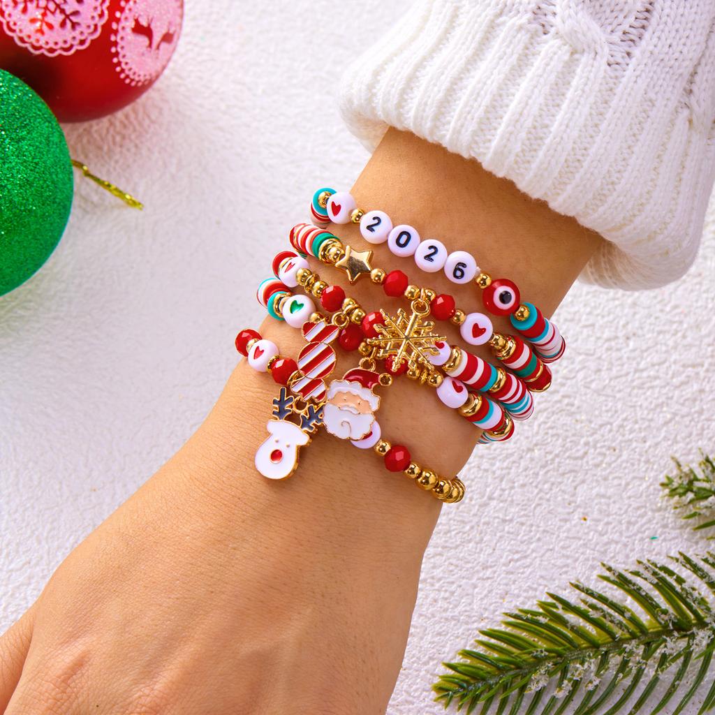 Exquisite Cute Christmas Santa Claus Bracelet Set for Women Men Fashion Unisex Festival Jewelry Daily Wearing Party Gift
