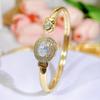 CMM Modern Jewelry European Fashion Sapphire Color Zircon Opening Adjustable Bracelet Bangle Golden Woman All-Match Jewelry Accessories