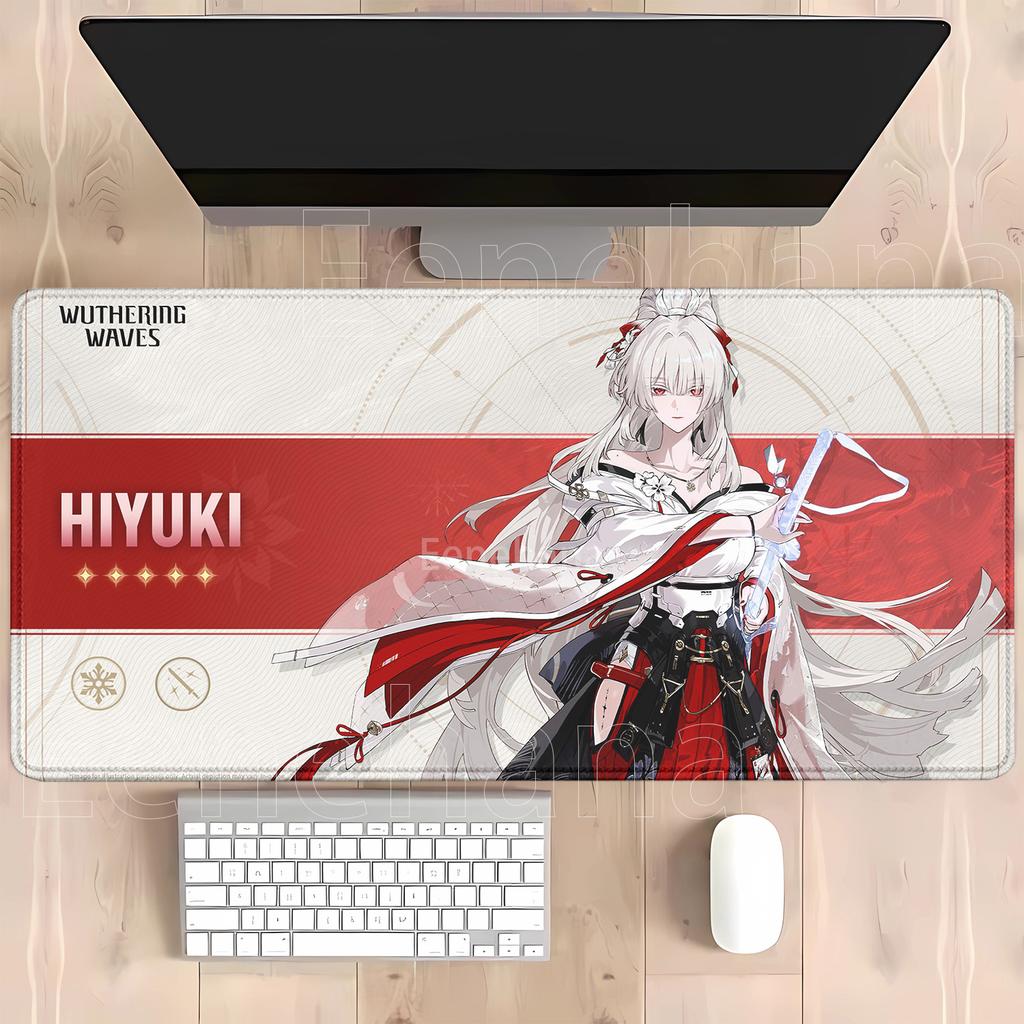 Hiyuki Wuthering Waves Игровой Коврик для Мыши Компьютерный Офисный Клавиатура Мышь Коврик Аниме Нескользящий Резиновый xmm HD Печать Настольный Коврик