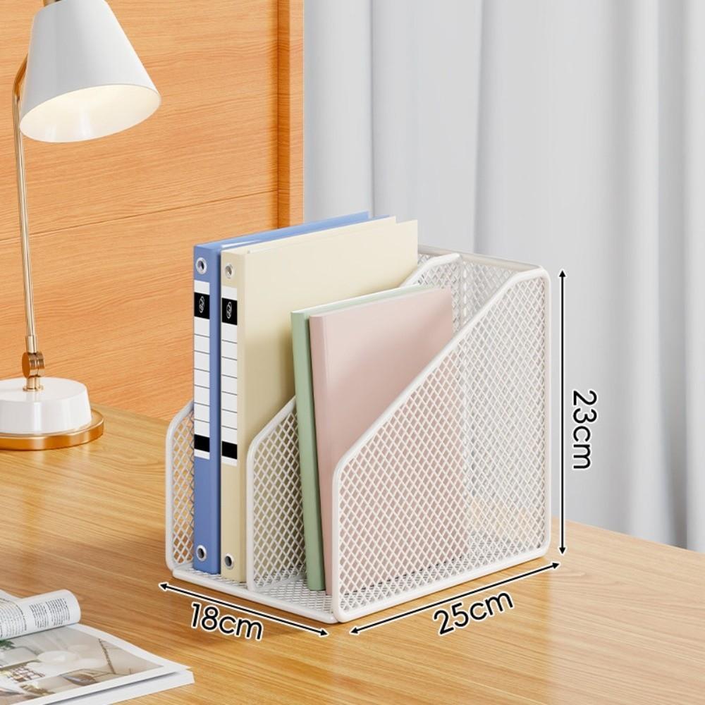 Space Saving Iron Mesh Book Rack 2-5 Grids Desktop File Organizer Document Sorter Magazine Storage