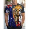Summer Round Neck 3D Australia Flag Graphic Print Top Fashionable Casual Short Sleeved Men's T-shirts