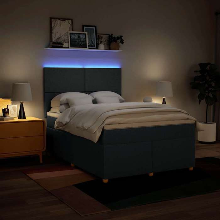 Maison Exclusive - Sommier à lattes de lit avec matelas Bleu 140x190 cm Tissu