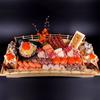 Japanese Sushi Wooden Boat Arch Sushi Bridge Boats Sashimi Platter Cooking Dry Ice Platter Dragon Boat Sushi Platter