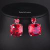 Luxury Simulated Pigeon Blood Ruby Jewelry Set Full Diamond Necklace Earrings Wedding Bride Party