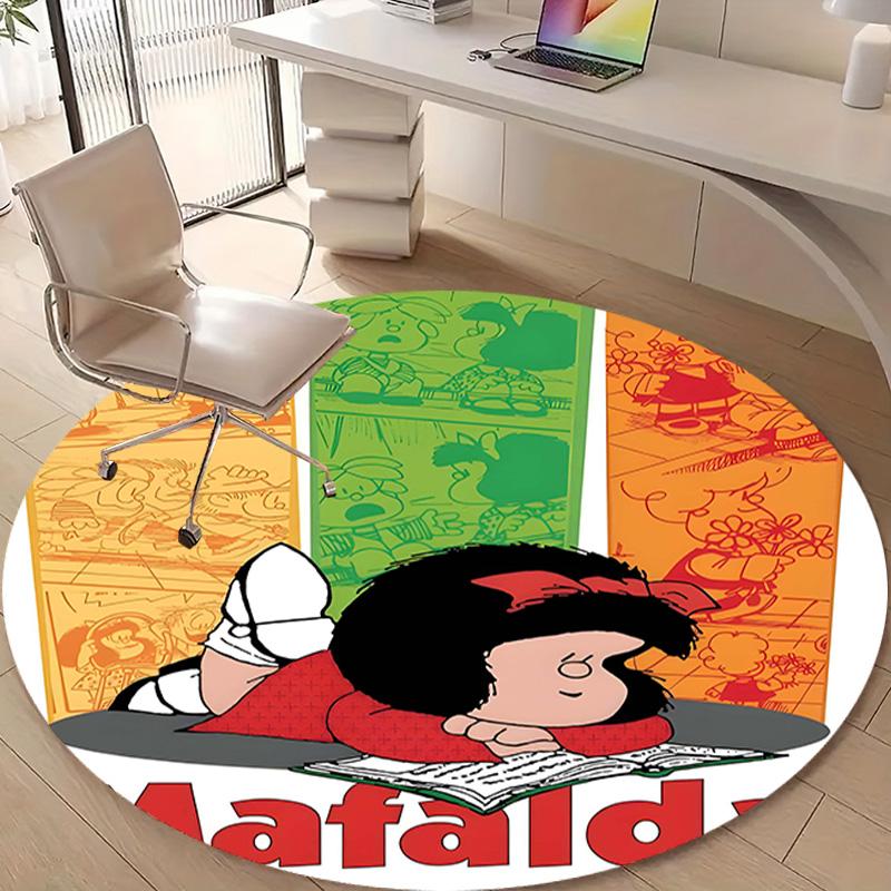 1pc Mafalda1 Design Printed Area Round Carpet for Bedroom Living Room Home Decor Rugs Mat Non Slip Mat Rug for Bedside