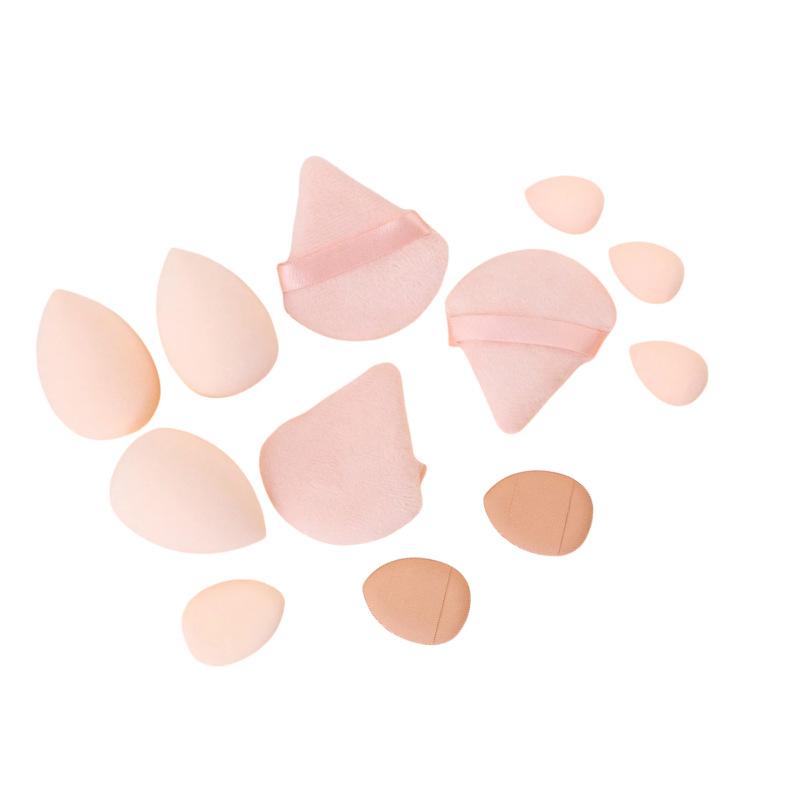 12Pcs/Bag All-Purpose Makeup Sponge Set Made of 3 Loose Powder Puffs 3 Mini Air Cushion Puffs 3 Beauty Eggs and Mini Beauty Tool