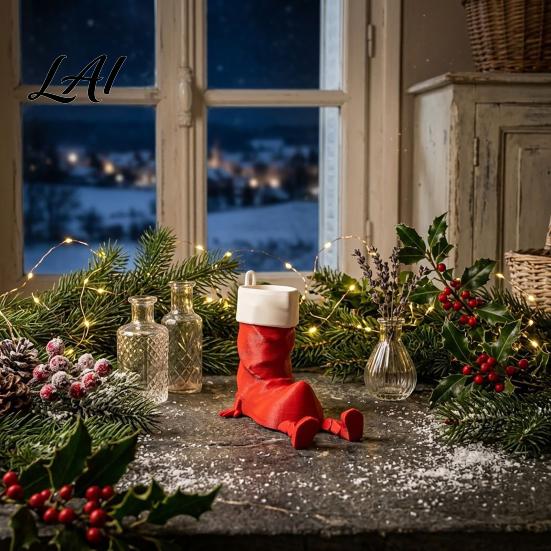 Articulated Stocking Figures 3D Printed Christmas Joints for Movable Ornament with Desktop and Holiday Table