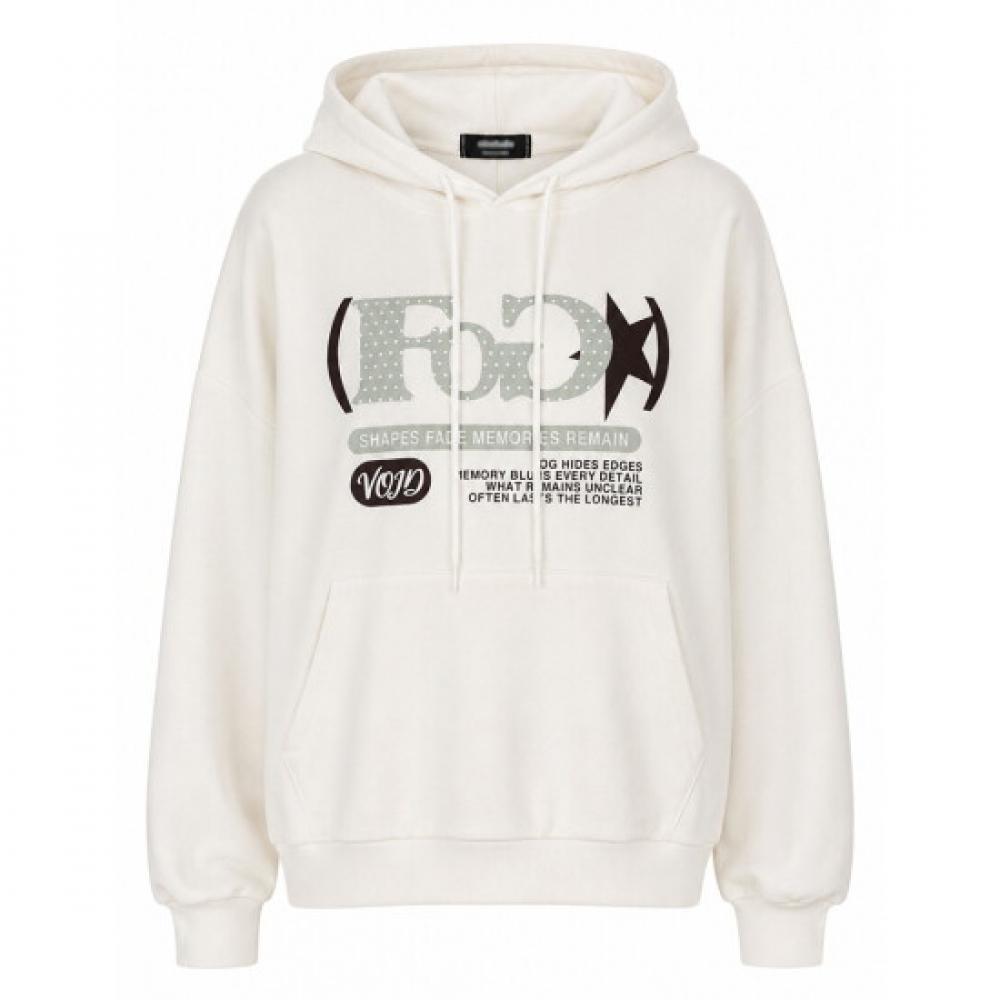 Shop Unisex Loose Fit Fog Transitional Hooded Sweatshirt Cream Oda Wsh260085