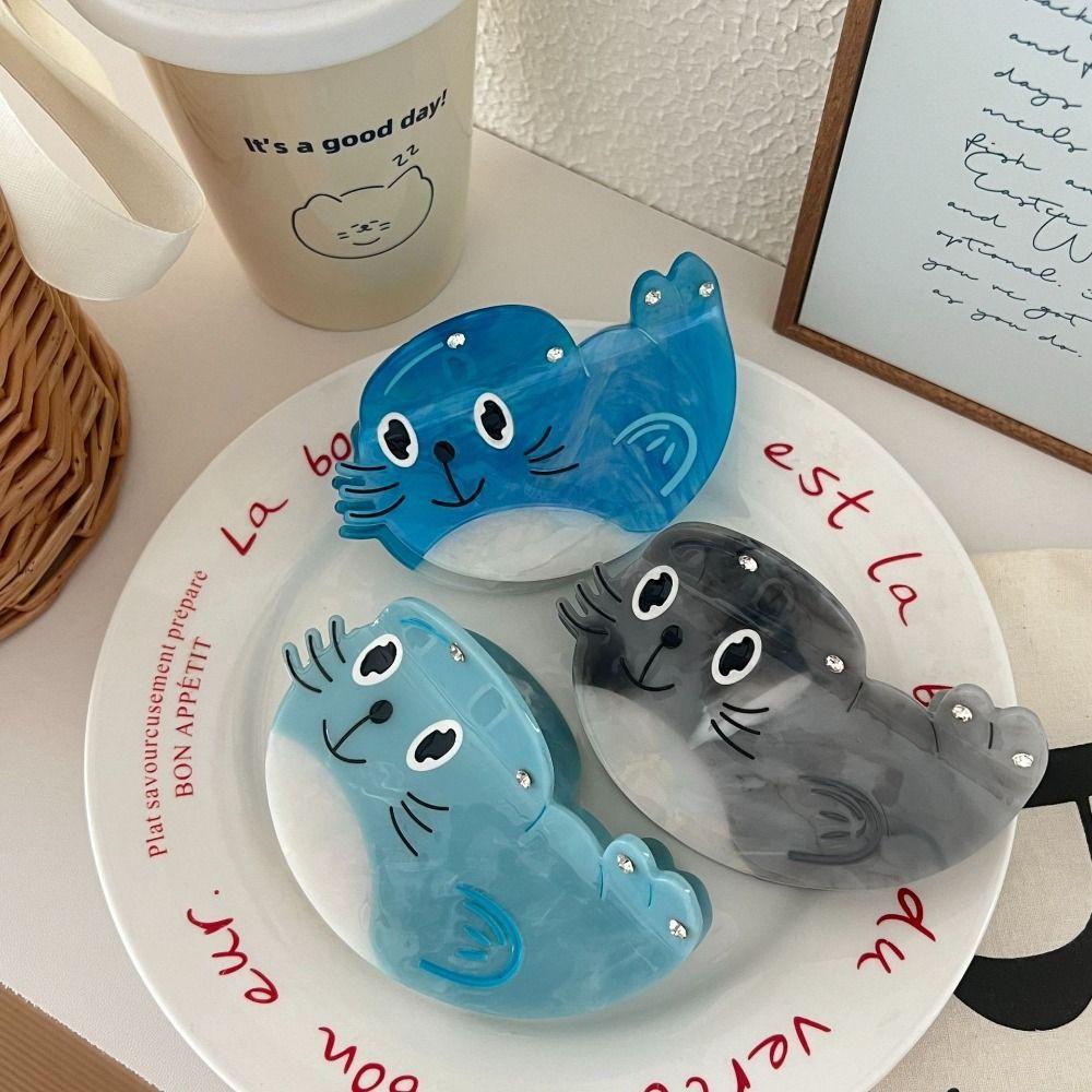 Acetic Acid Sea Lion Hair Claw Creative Geometry Shark Clip Ocean Animal Hair Clip Vacation