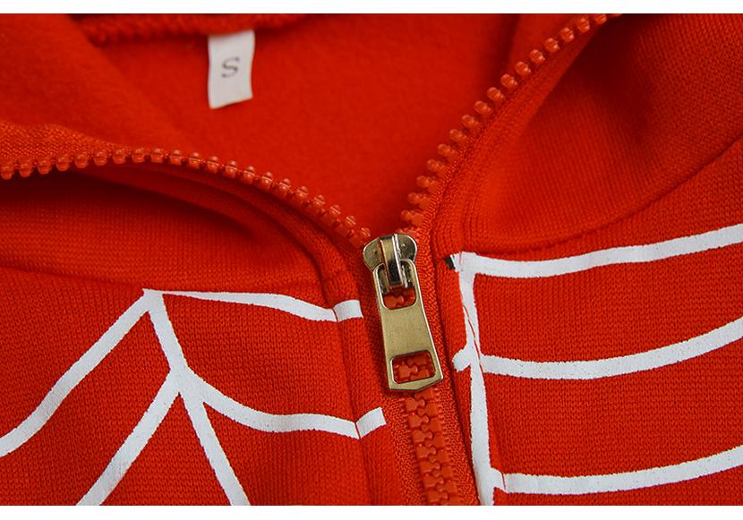 2024 Women's American-Style Spider Web Zipper Hoodie - Casual Trendy Fleece Sweatshirt for Spring and Autumn