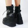 Fashion Chunky Platform Super High Heel Y2K Shoes Women 2025 Winter Gothic Thick Bottom Black Ankle Boots Punk Metal Rivet Buckle Shoes