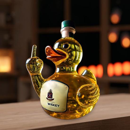 Middle Finger Duck Bottle Funny Whiskey Bottle Duck-shaped Alcohol Bottle Funny Duck Decanter for Bar Office Home Prank Gift