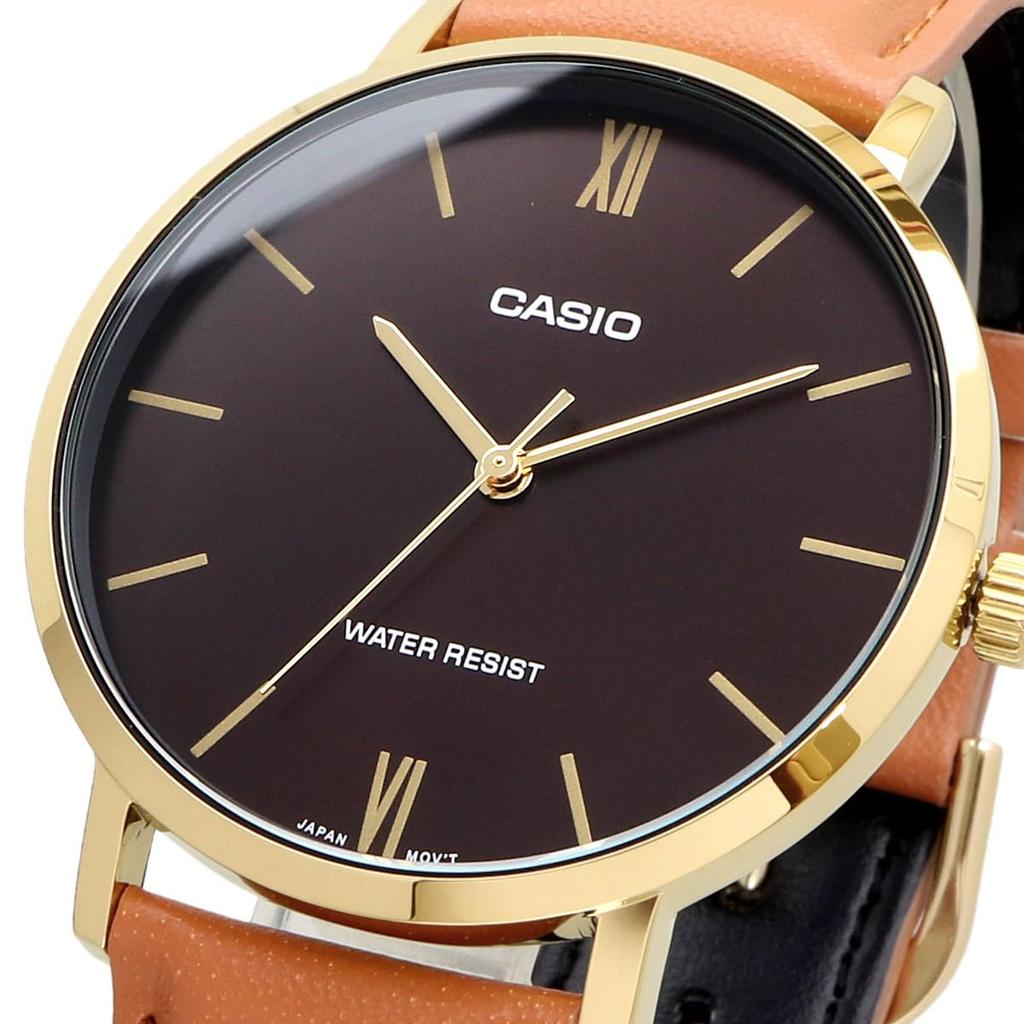 Casio Quartz Watch Gold X Tan Leather Band Overseas Model [Casio] Men's MTP-VT01GL-5B [Item]