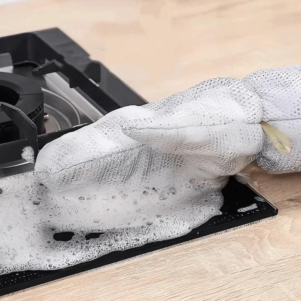 2 Pairs Extended Silver Wire Gloves Thickened Waterproof Cleaning Gloves Wear-resistant Oil Removal Dish Washing Gloves