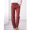 Spring and Summer Women's Solid Color Cotton and Linen Drawstring Loose Casual Wide-leg Trousers